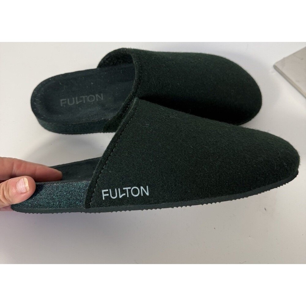 Fulton The House Shoe Women’s Green Wool Cork Slippers Clogs size 11